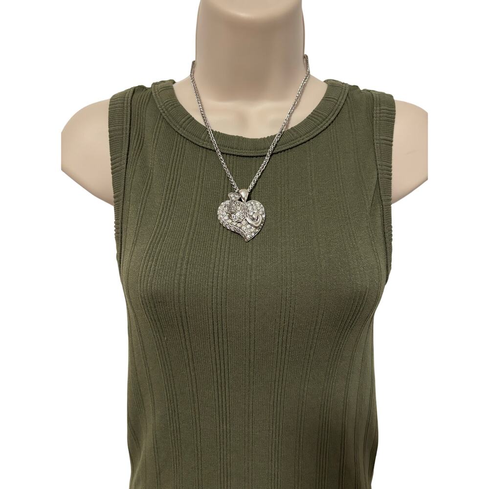 Women's‎ Silver Tone Chain Heart Pendant Key Charm Necklace BOHO Simple Timeless